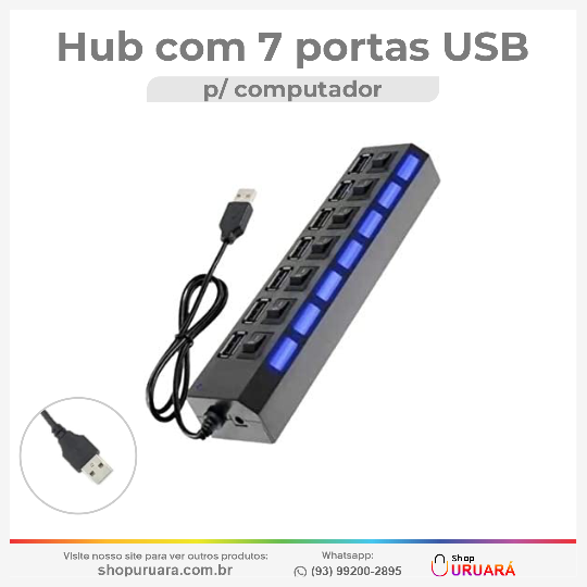 EDRIEL LIMA Smart Hub Usb 7 Portas 2.0 Uruará-PA, URUARAINFO, SHOPURUARA, PRODUTOS EM URUARÁ